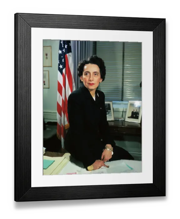 Framed Print : Anna Rosenberg Seated on Desk Framed Print : Anna Rosenberg Seated on Desk