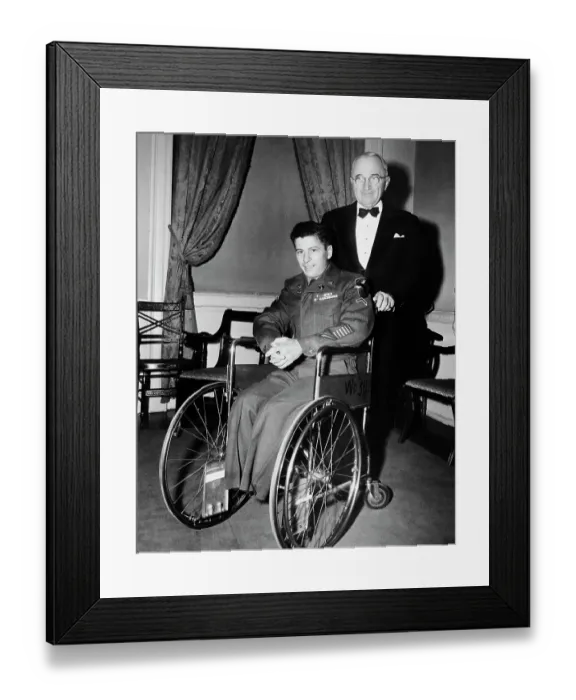 Framed Print : President Truman Pushes Soldier's Wheelchair Framed Print : President Truman Pushes Soldier's Wheelchair