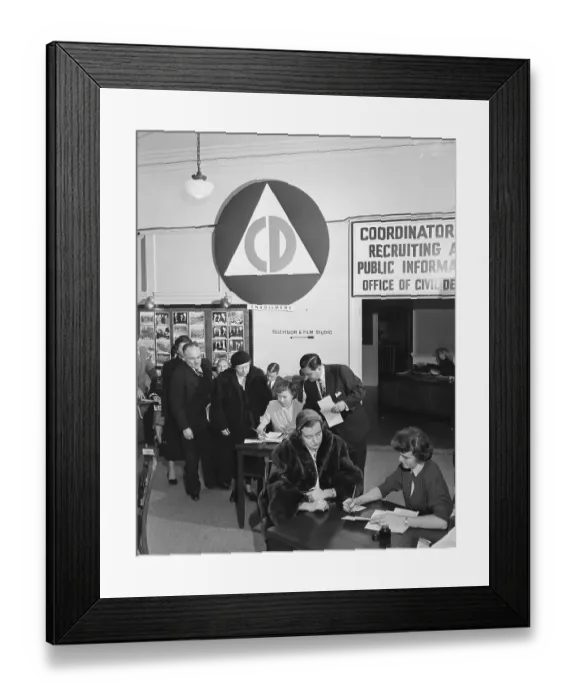 Framed Print : Civil Defense Volunteers at the Civil Defense Headquarters Framed Print : Civil Defense Volunteers at the Civil Defense Headquarters