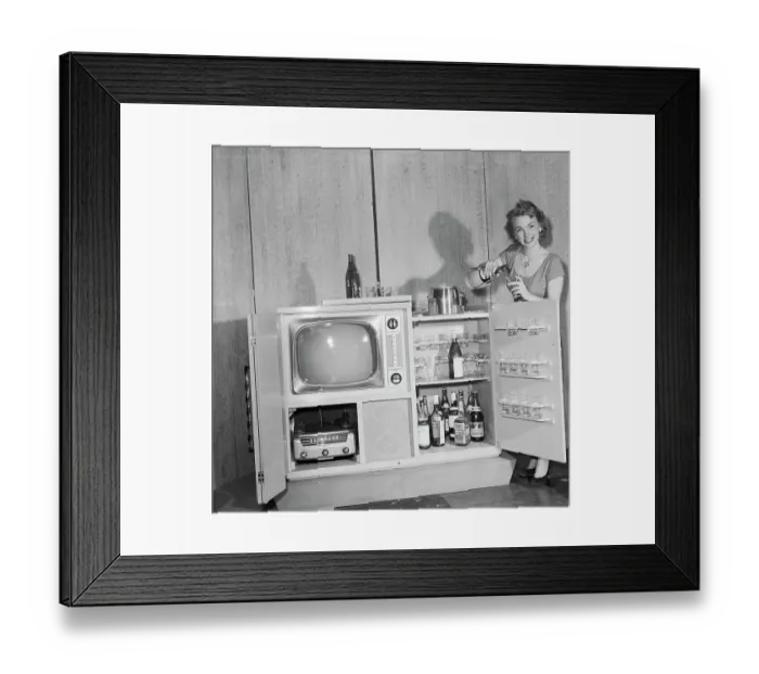 Framed Print : Combination Television Radio and Cocktail Set Framed Print : Combination Television Radio and Cocktail Set