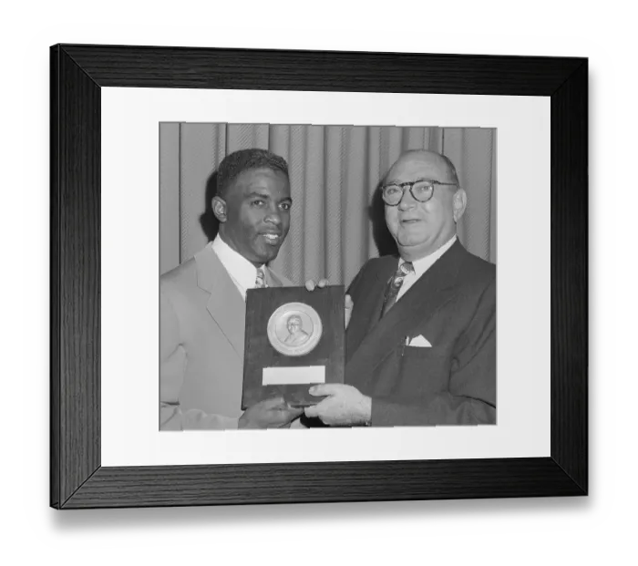 Framed Print : Jackie Robinson Presenting Award to Lewis Rosenstiel Framed Print : Jackie Robinson Presenting Award to Lewis Rosenstiel