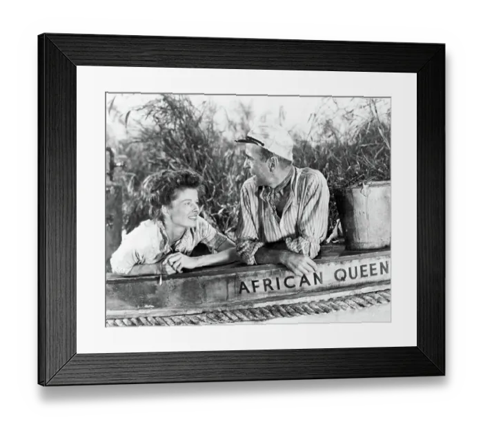 Framed Print : Katharine Hepburn and Humphrey Bogart in The African Queen