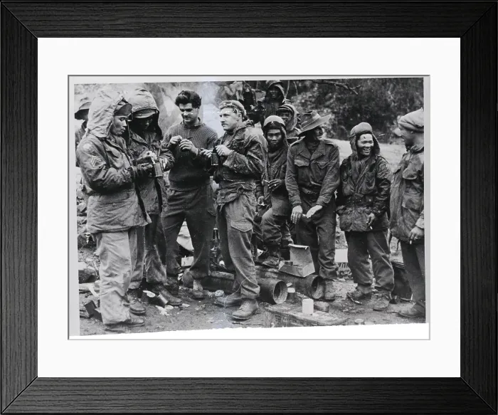 Framed Print : Soldiers Eating Rations, Celebrating Framed Print : Soldiers Eating Rations, Celebrating