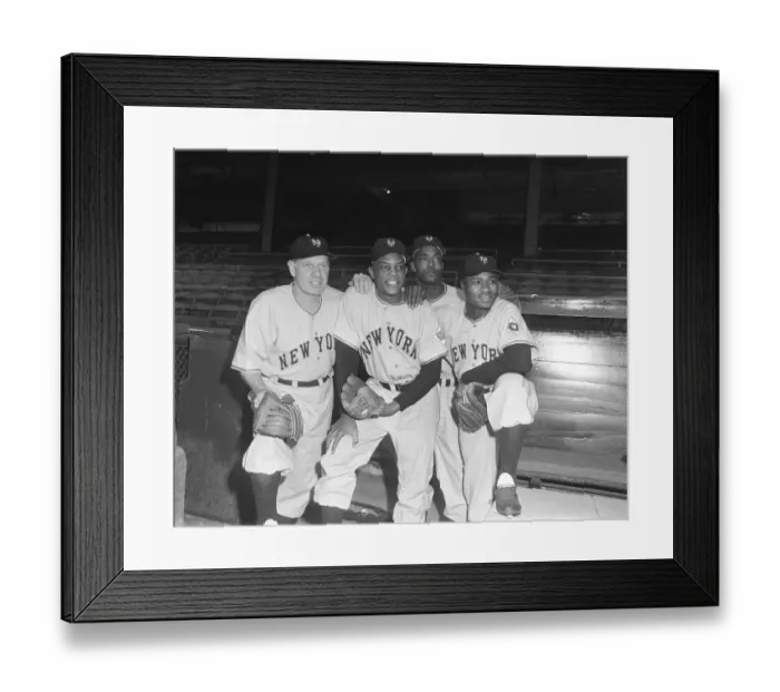Framed Print : Baseball Greats Holding Baseball Gloves