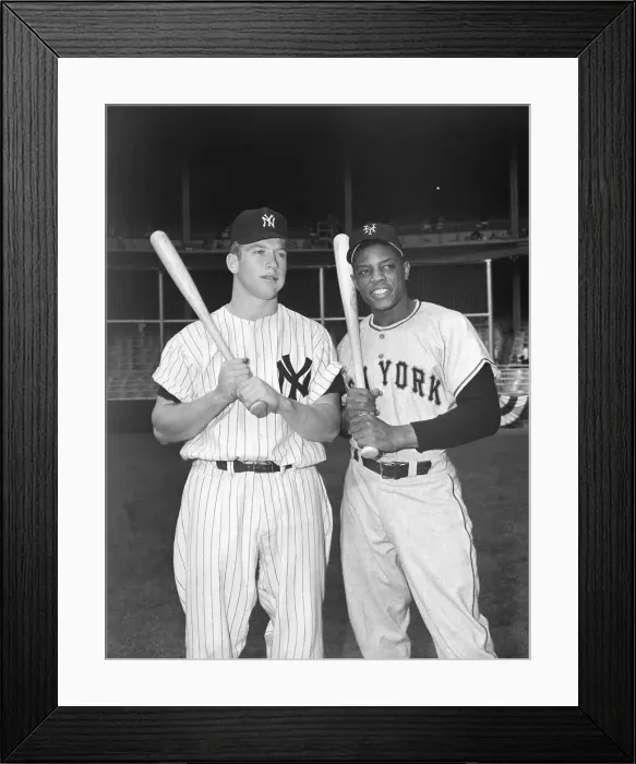 Framed Print : Mickey Mantle Poses With Willie Mays Framed Print : Mickey Mantle Poses With Willie Mays