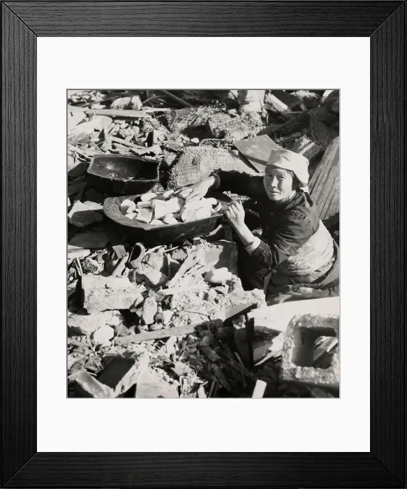 Framed Print : A Woman Amid Ruins In Korea Framed Print : A Woman Amid Ruins In Korea