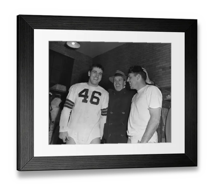 Framed Print : Otto Graham and Teammates After Playoff Victory Framed Print : Otto Graham and Teammates After Playoff Victory