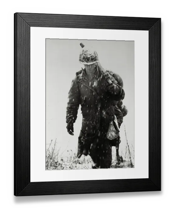 Framed Print : Soldier Patrolling in the Rain