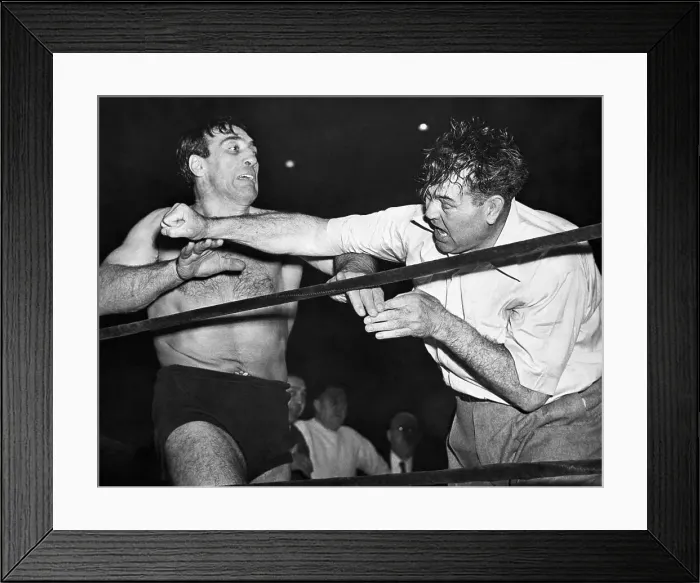 Framed Print : Referee Jack Dempsey Punches Primo Carnera Framed Print : Referee Jack Dempsey Punches Primo Carnera