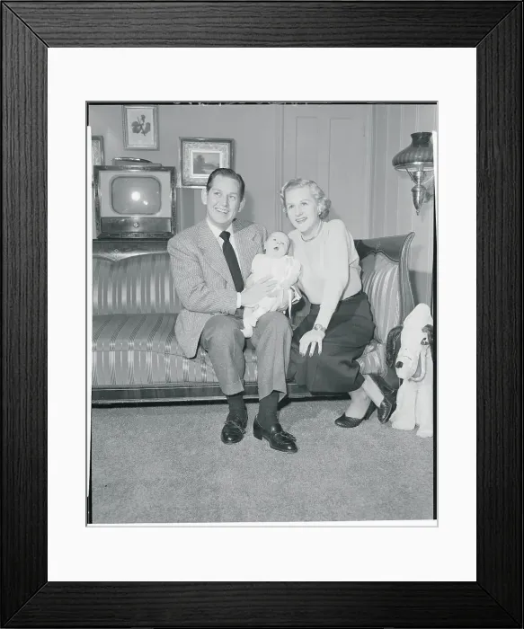 Framed Print : Margaret Whiting and Lou Bush Holding Their Baby Girl Framed Print : Margaret Whiting and Lou Bush Holding Their Baby Girl