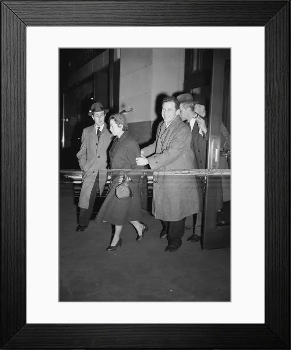 Framed Print : Accused Spy Judith Coplon Leaving Courthouse with Husband Framed Print : Accused Spy Judith Coplon Leaving Courthouse with Husband