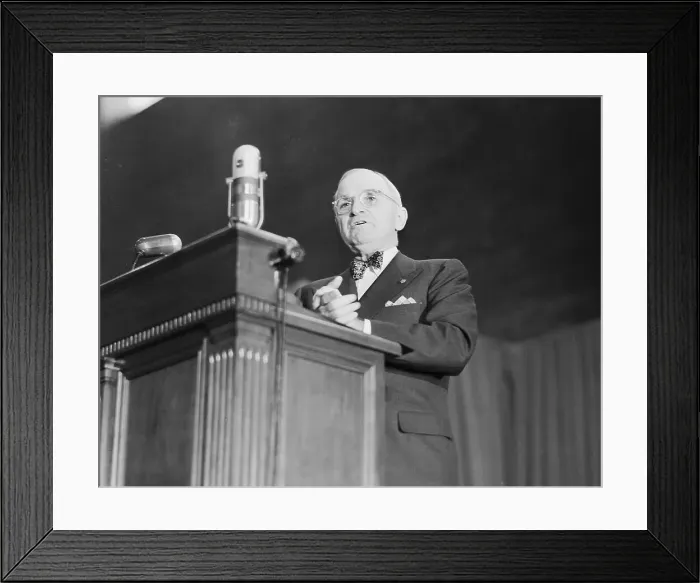 Framed Print : President Harry S. Truman Speaking at Podium Framed Print : President Harry S. Truman Speaking at Podium