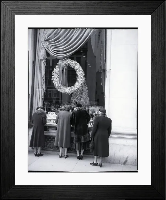 Framed Print : Women Admiring Christmas Window Display Framed Print : Women Admiring Christmas Window Display