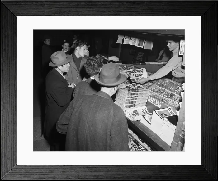 Framed Print : Soldiers Read Newspaper Headline Framed Print : Soldiers Read Newspaper Headline