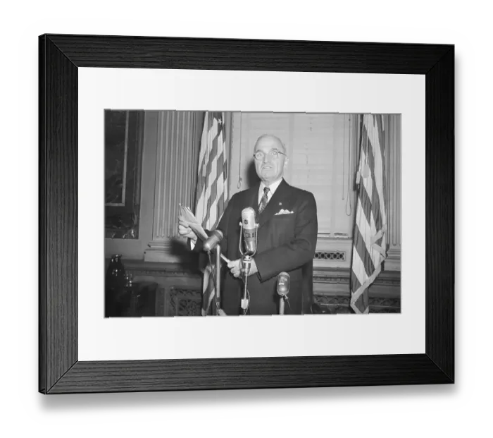 Framed Print : President Harry S. Truman Warning of Atomic Warfare Framed Print : President Harry S. Truman Warning of Atomic Warfare