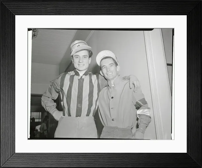 Framed Print : Jockeys Willie Shoemaker and Joe Culmone Framed Print : Jockeys Willie Shoemaker and Joe Culmone