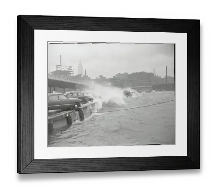 Framed Print : Cars Sprayed by River Waves Framed Print : Cars Sprayed by River Waves