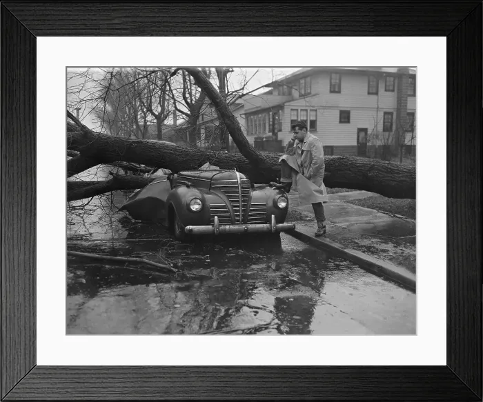 Framed Print : Man Looking at His Damaged Car Framed Print : Man Looking at His Damaged Car