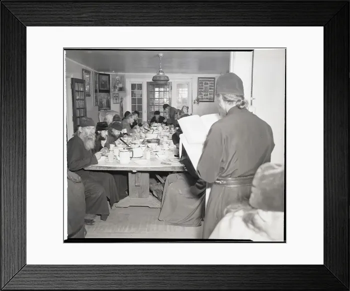 Framed Print : Monks Praying And Eating Midday Meal Framed Print : Monks Praying And Eating Midday Meal