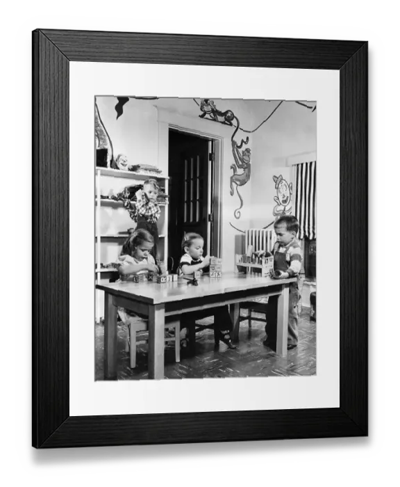 Framed Print : Kids (4-5) playing in kindergarten Framed Print : Kids (4-5) playing in kindergarten