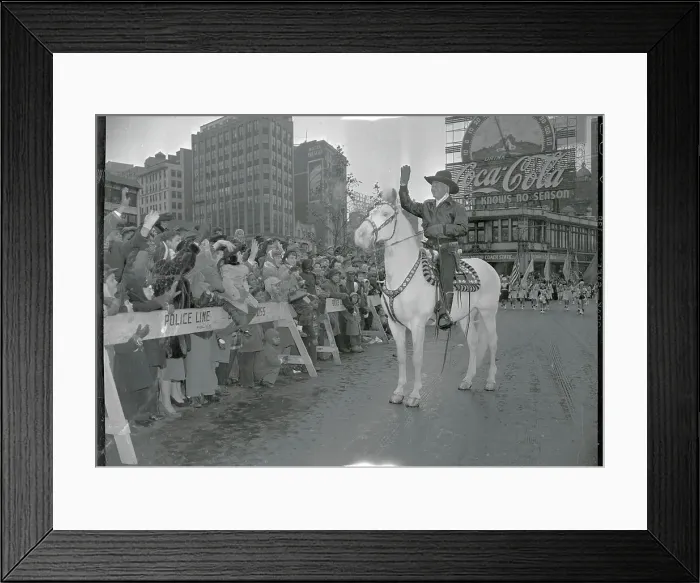 Framed Print : Hopalong Cassidy Greeting Crowd at Barricades Framed Print : Hopalong Cassidy Greeting Crowd at Barricades