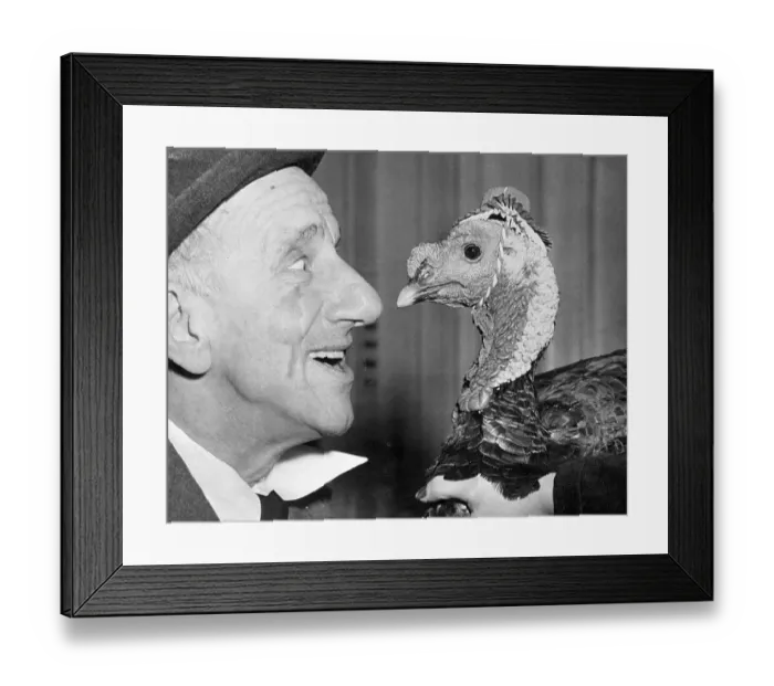 Framed Print : Jimmy Durante Face to Face with Turkey Framed Print : Jimmy Durante Face to Face with Turkey