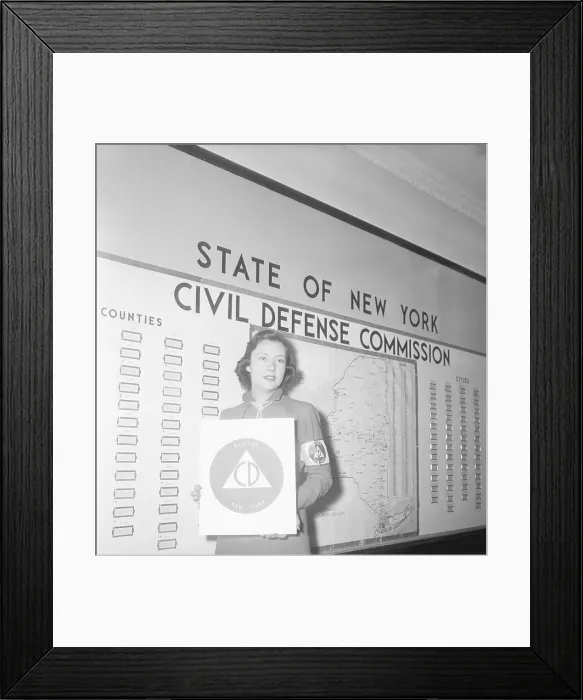 Framed Print : Marian McNamara with Civil Defense Insignia Framed Print : Marian McNamara with Civil Defense Insignia