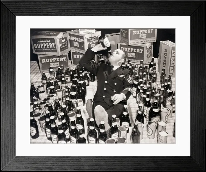Framed Print : Man Samples One of Many Ruppert Beers Framed Print : Man Samples One of Many Ruppert Beers