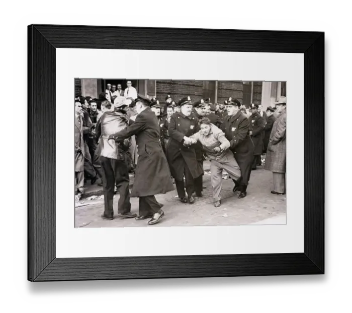 Framed Print : Police Breaking Up Strikers Melee Framed Print : Police Breaking Up Strikers Melee