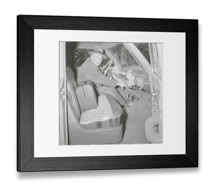 Framed Print : Alfred O. Persons Pausing in Automobile Framed Print : Alfred O. Persons Pausing in Automobile