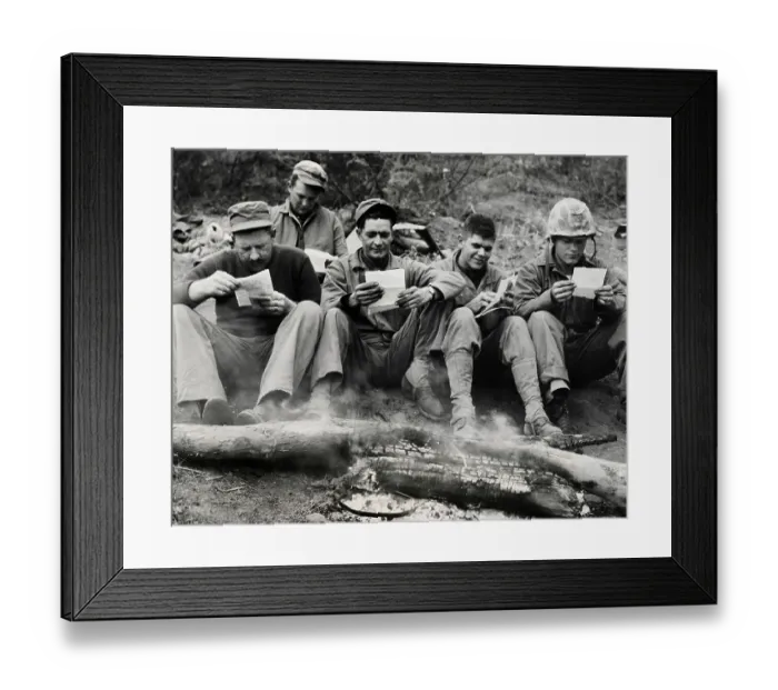 Framed Print : Marines Reading Mail Framed Print : Marines Reading Mail