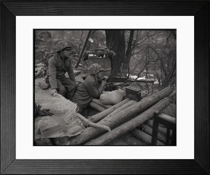 Framed Print : Marines Man A Machine Gun