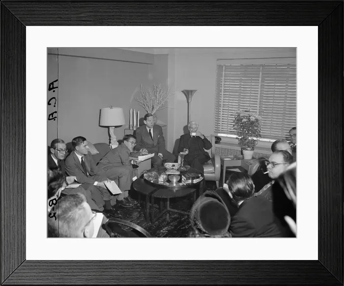 Framed Print : Earl Bertrand Russell Sitting with Others