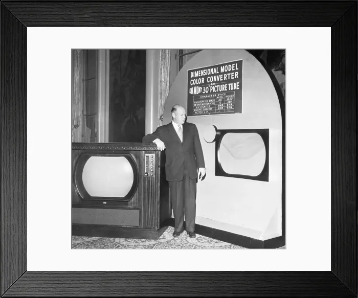 Framed Print : Allen Dumont Showing Color Television Technology Framed Print : Allen Dumont Showing Color Television Technology