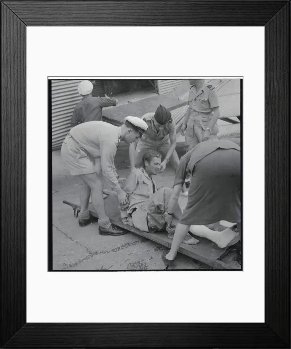 Framed Print : Wounded Soldier on Stretcher Framed Print : Wounded Soldier on Stretcher