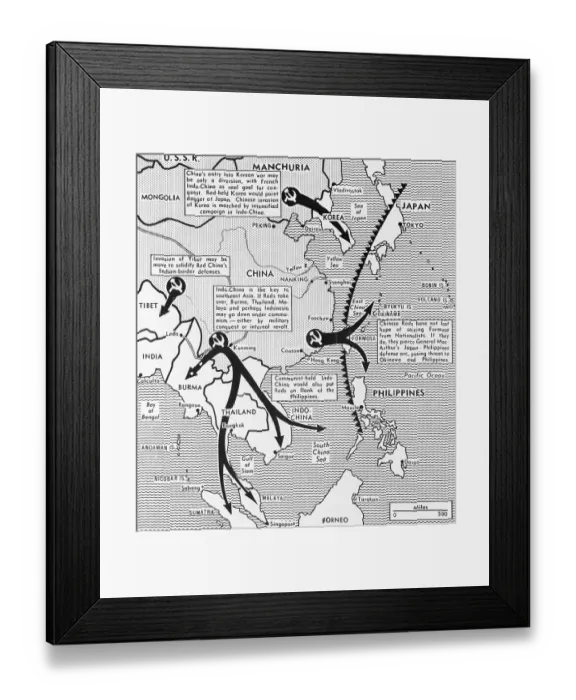 Framed Print : Map of Communist Advances in East Asia Framed Print : Map of Communist Advances in East Asia