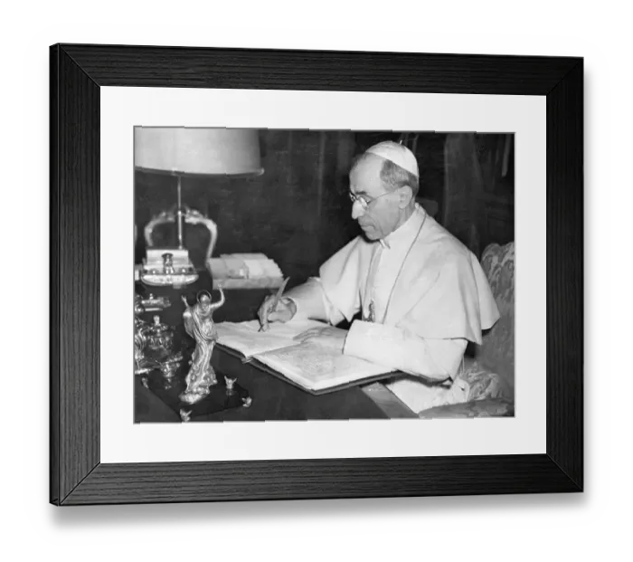Framed Print : Pope Pius XII Signs Bull of Assumption Framed Print : Pope Pius XII Signs Bull of Assumption