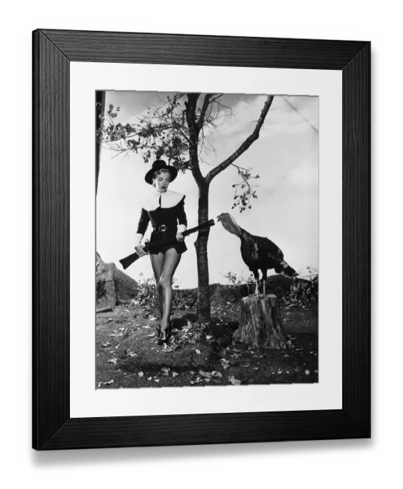 Framed Print : Marilyn Monroe Posing with a Turkey
