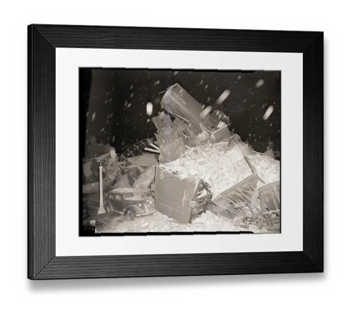 Framed Print : Snow Falling on 95 Car Train Wreck Framed Print : Snow Falling on 95 Car Train Wreck