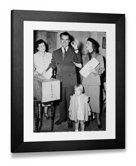 Framed Print : Richard and Pat Nixon Casting Ballots in 1950 Elections Framed Print : Richard and Pat Nixon Casting Ballots in 1950 Elections
