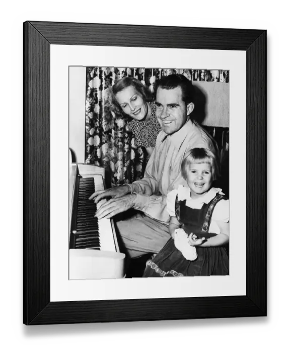 Framed Print : Richard Nixon with Daughter and Wife at Piano Framed Print : Richard Nixon with Daughter and Wife at Piano
