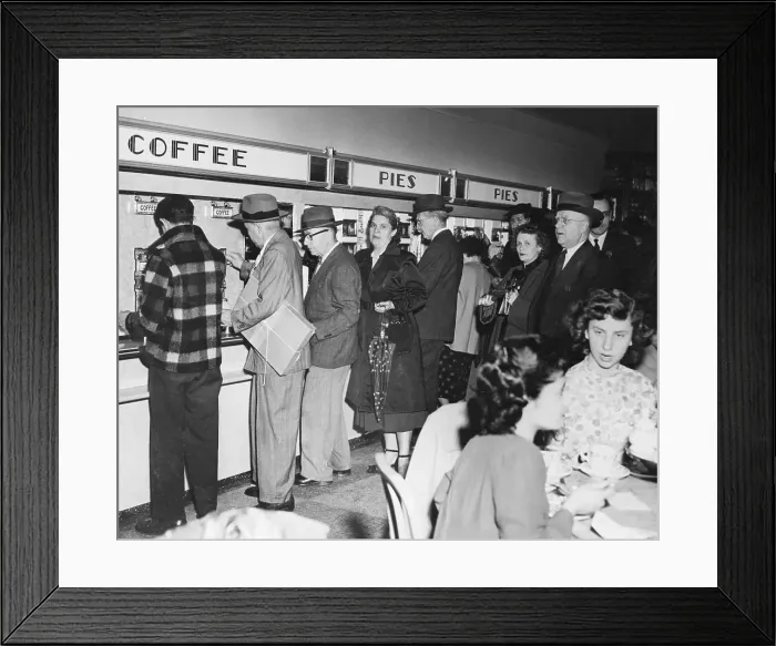 Framed Print : People in Automat Restaurant Framed Print : People in Automat Restaurant