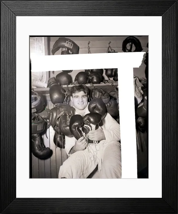 Framed Print : Nick Barone Smiling with Boxing Gloves Framed Print : Nick Barone Smiling with Boxing Gloves