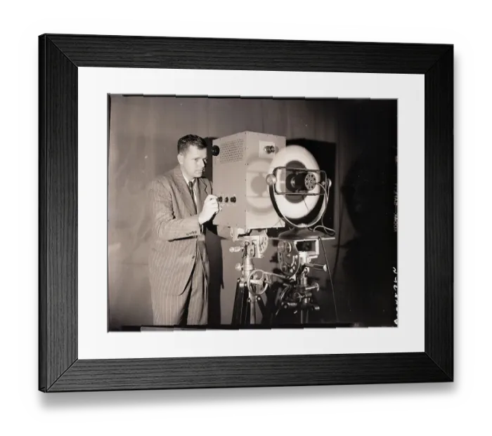 Framed Print : Inventor Operating Stroboscope Camera Framed Print : Inventor Operating Stroboscope Camera