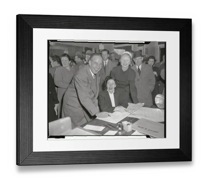Framed Print : Mayor Candidate Vincent Impellitteri and Wife at Polls Framed Print : Mayor Candidate Vincent Impellitteri and Wife at Polls