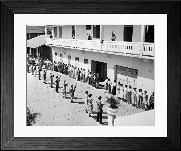 Framed Print : Puerto Rican Nationalists Lined Up for Interrogation Framed Print : Puerto Rican Nationalists Lined Up for Interrogation