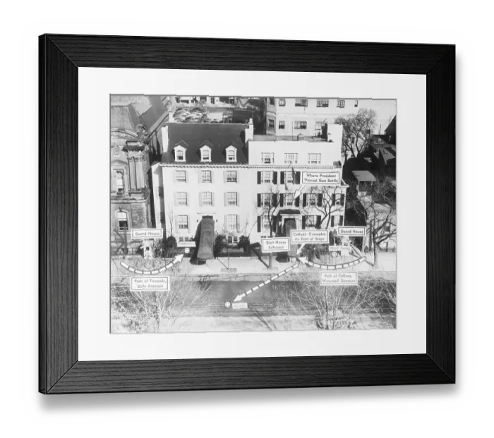 Framed Print : Diagrammed View of Assassination Attempt Framed Print : Diagrammed View of Assassination Attempt