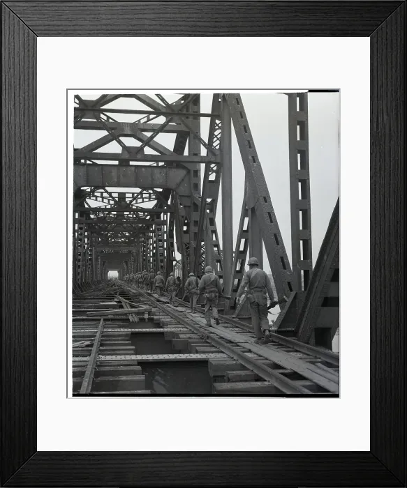 Framed Print : Soldiers Cross Railroad Bridge Framed Print : Soldiers Cross Railroad Bridge