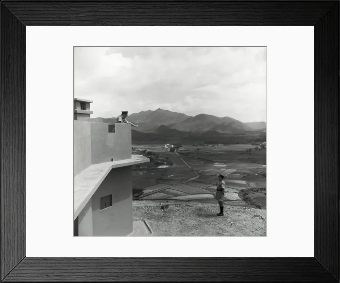 Framed Print : Military Guard Overlooking Iron Curtain Terrain Framed Print : Military Guard Overlooking Iron Curtain Terrain