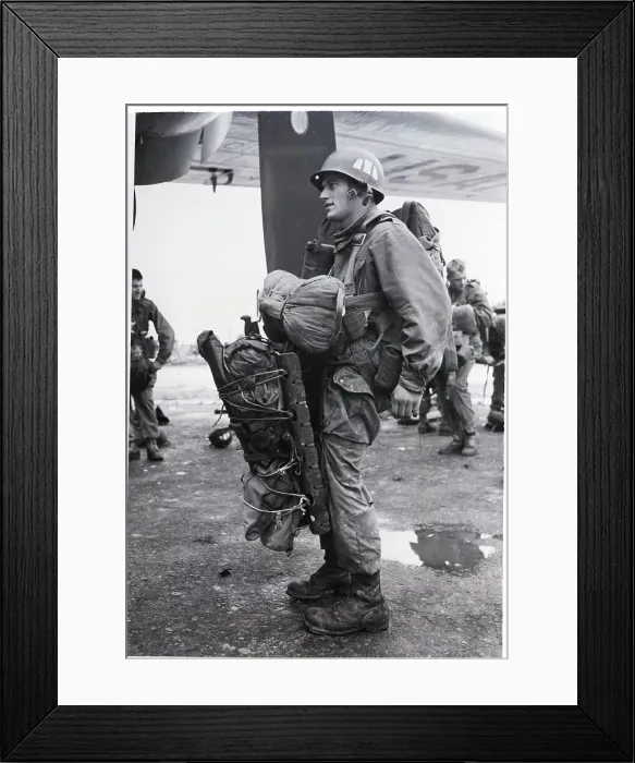 Framed Print : Paratrooper Preparing to Board Plane Framed Print : Paratrooper Preparing to Board Plane